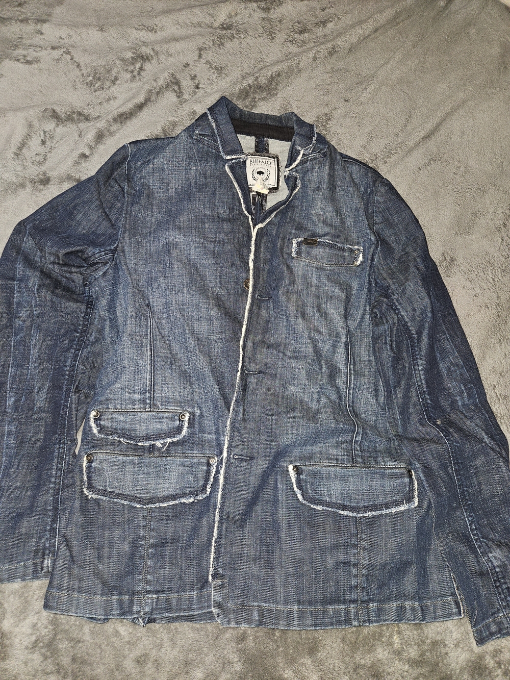 Buffalo David Bitton Distressed Denim Shirt Jacket - Blue